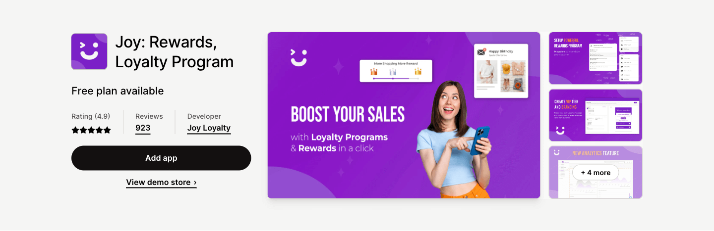 Get your Loyalty Program run smoothly with Joy.
No-code, 24/7 free smile support from our experts!