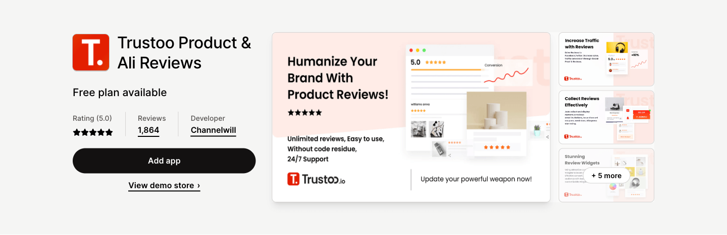 Trustoo review app makes it easy for brands to collect, display, and amplify customer content.